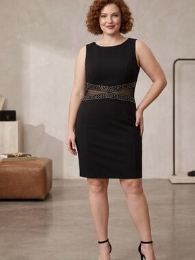 Black Sleeveless Mini Dress with Decorative Waistband